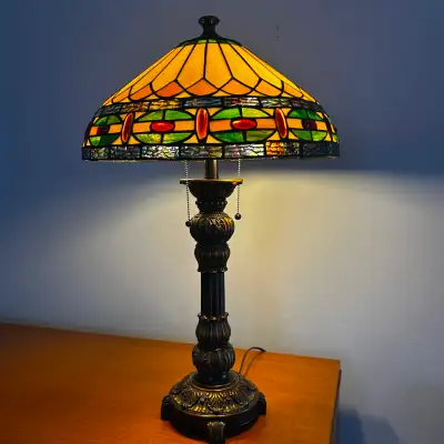 Large Vintage Tiffany Style Table Lamp, View more