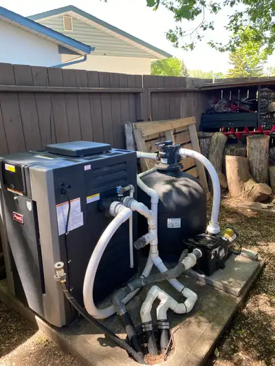 Filling in pool selling equipment heater pump and filter as a set .pump is new used for 2weeks last...