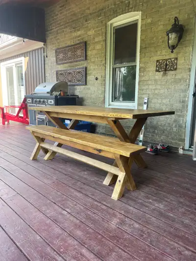 Dining tablewith a matching bench for$850.00, View more