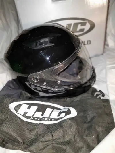 SMALL BLACK HJC SNOWMOBILE HELMET W BAG & BOX, View more