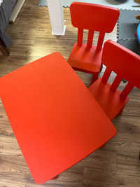 IKEA mammut table and 2 chairs 