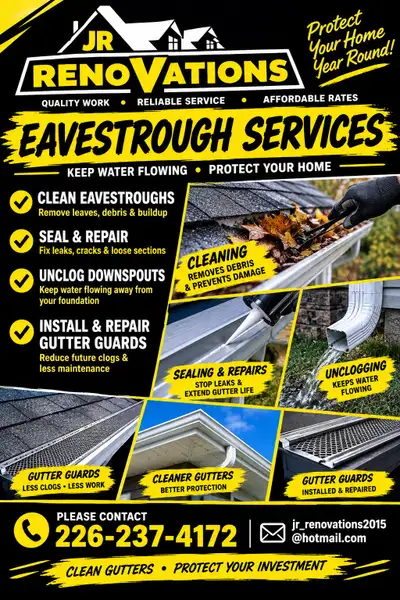 eavestrough cleaning and repairs gutter guards & tree cutting, View more