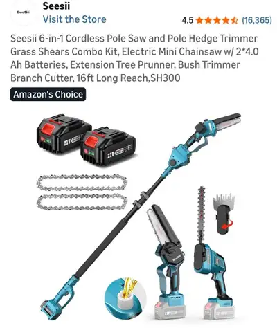 Seesii 6-in-1 Cordless Pole Saw, View more