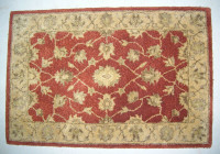 24" x 36" bordered INDO persian style area rug, 100% wool