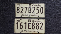 Plaque immatriculation Québec 1978