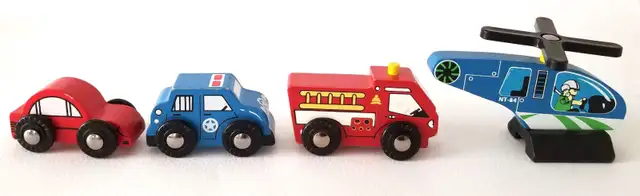 Vintage Imaginarium Wooden Wood Police Fire Engine Building Toys in Toys & Games in Markham / York Region - Image 8