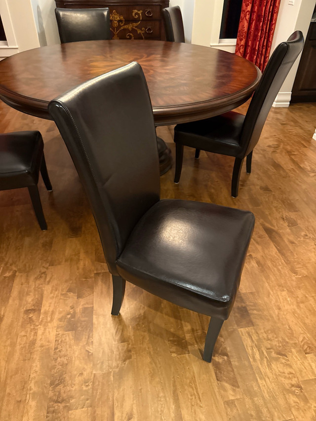 dark brown “leather” chairs five in Dining Tables & Sets in Calgary - Image 2