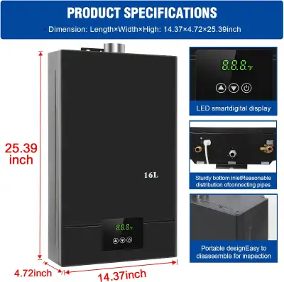 Tankless Water Heater Propane, 4.21GPM 16L Indoor,Instant Hot Pr, View more