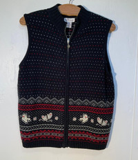 Northern Reflections Women's Embroidered Knit Vest Full-Zip L