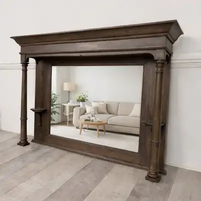 solid oak antique mirror hutch , View more