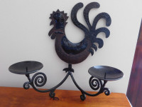 Black/Brown Iron Hanging Rooster Candle Holder