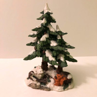 Snow Covered Pine Tree Figurine Resin 8 Inch Christmas Tree