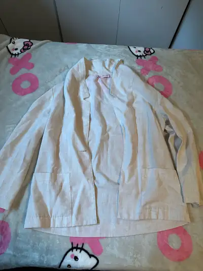 Women’s beige open blazer with pockets, View more