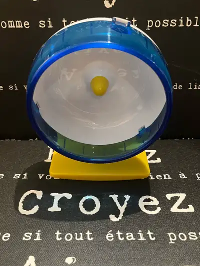 Pet Hamster/ small rodent blue and white wheel, View more