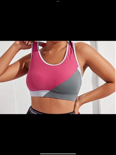Plus size medium support cut and sew sports bra, View more