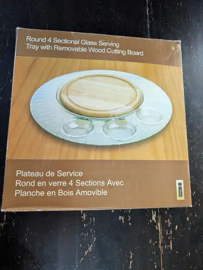 Glass and Wood Serving Tray / Charcuterie Board - NEW, View more
