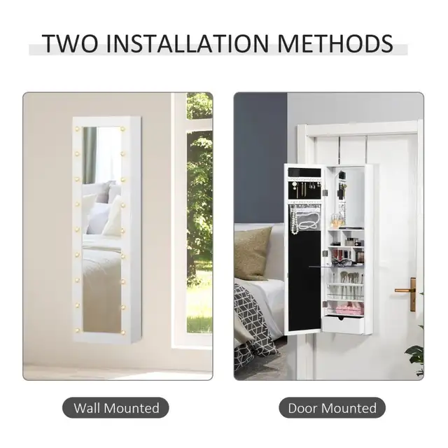 Jewelry Armoire with Mirror, Jewelry Cabinet with 18 LED Lights, in Home Décor & Accents in Markham / York Region - Image 7