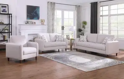 Upgrade your living room with this beautiful modern white sofa set. Clean contemporary design with a...