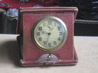 Vintage Travelette Clock in Leather Case