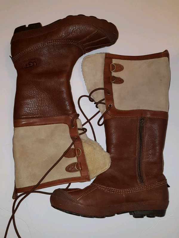UGG Belcloud Cognac Boots Tall size 8 Leathet Brown Tan | Women's - Shoes |  City of Toronto | Kijiji