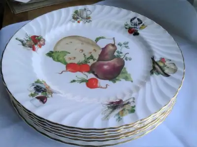 6 Edwardian fine bone china dinner plates/Made in England, View more