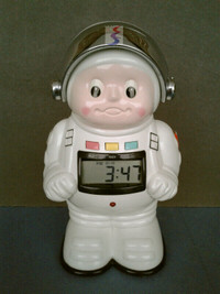 Vintage Space Man Astronaut Registering Bank, Clock, Alarm Works