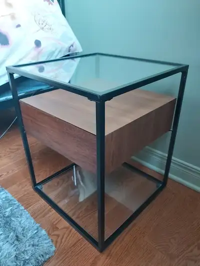 Modern Glass and Wood Side Table / Night table, View more