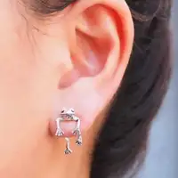Silver S925 earrings frog  