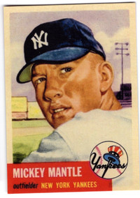 1953 Topps Mickey Mantle Yankees Card #82 HOF MINT SHAPE REPRINT