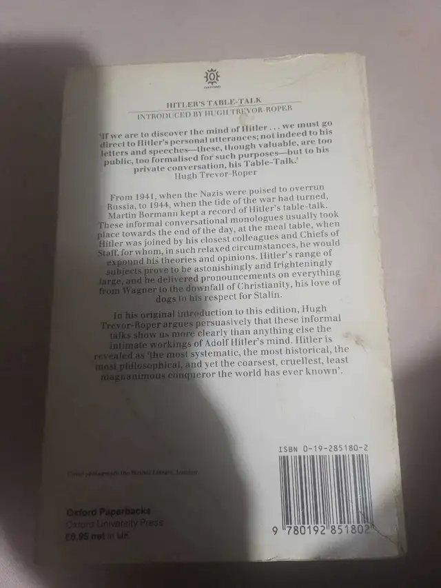 Oxford Paperbacks Hitler's Table-Talk in Non-fiction in Gatineau - Image 3