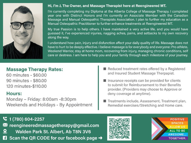 Reengineered Massage  Therapy - St.Albert- 90 min/$80 in Massage Services in Edmonton - Image 3