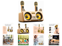 Kitty Cat Karaoke Machine for Kids with 2 Wireless Bluetooth Mic