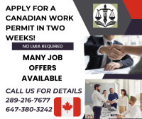 APPLY FOR A WORK PERMIT IN 2 WEEKS! 289-216-7677