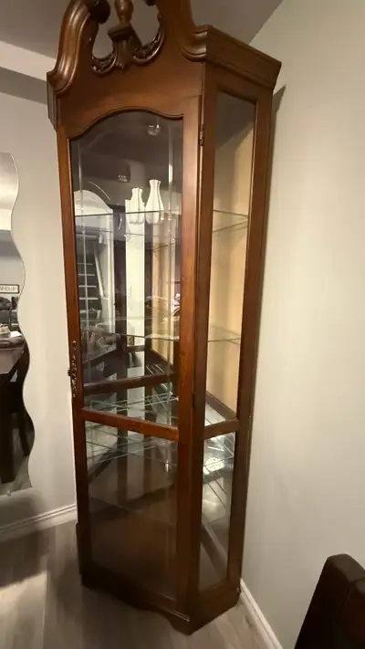 Wooden Curio Cabinet with Adjustable Shelves, View more