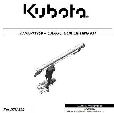 New - Old Stock | Kubota Electric Bed Lift Kit 7770011958 | Fits RTV520 | Regular $1,650 - Clearance...