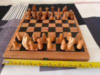 CHESS, CHECKERS, BACKGAMMON, ALL WOOD, 3 GAMES IN ONE , PORTABLE