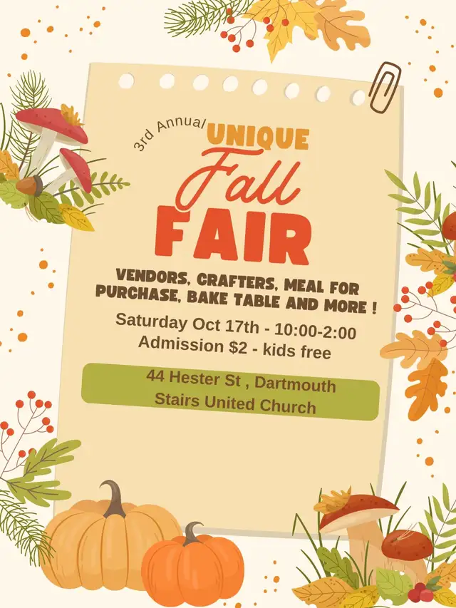 Saturday Oct 17th Fun Unique 3rd annual Fall Fair Dartmouth 10-2