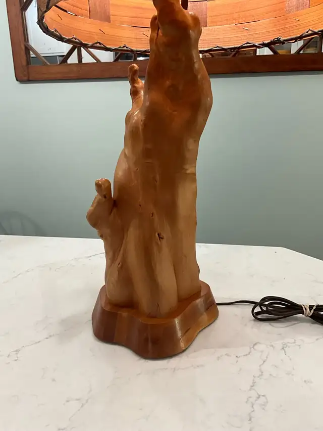 MCM Cyprus Knee Wooden Lamp With Two Tone Lamp Shade in Indoor Lighting & Fans in Owen Sound - Image 4