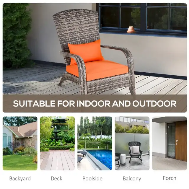 Patio Wicker Adirondack Chair, Outdoor PE Rattan Fire Pit Chair, in Patio & Garden Furniture in Markham / York Region - Image 7