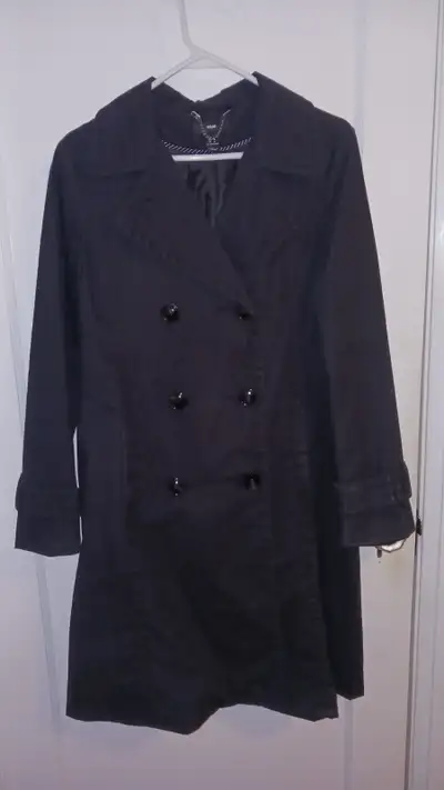 H&M 100% fine cotton knee length black trench coat, View more