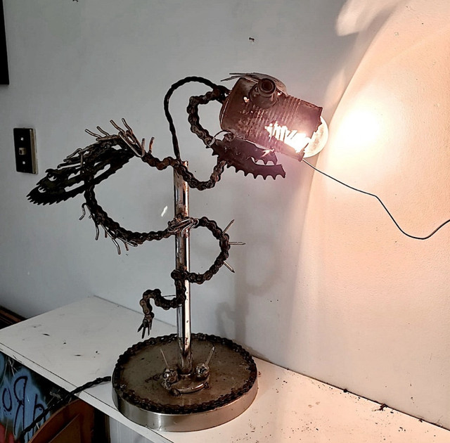 Handmade Welded Scrap Metal Dragon Lamp - ONE OF A KIND ORIGINAL in Other in St. Catharines - Image 3