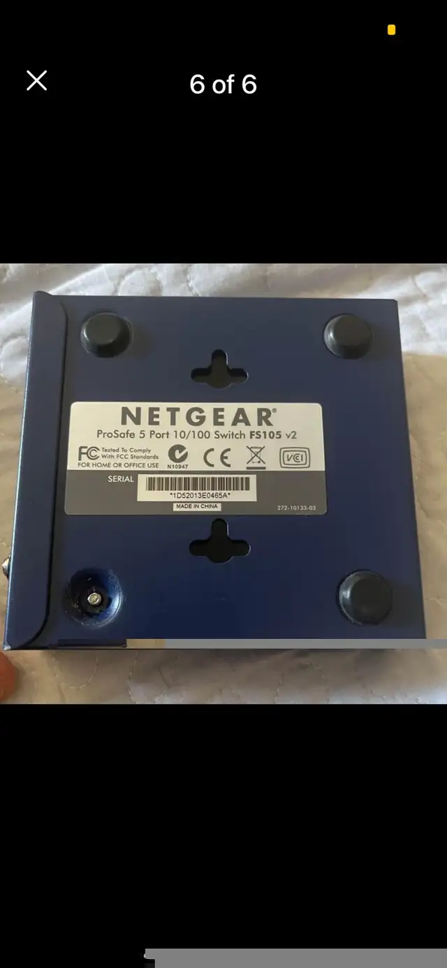 Netgear FS105 — 5 Port 10/100 Fast Ethernet  Switch Model: FS105 in Networking in City of Toronto - Image 6