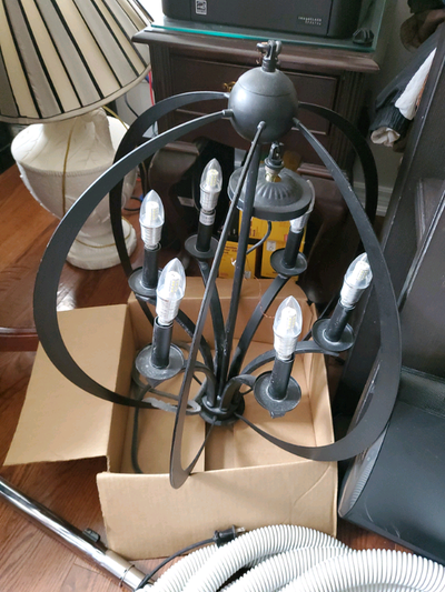 Large black sphere chandelier light 6 bulbs included, View more