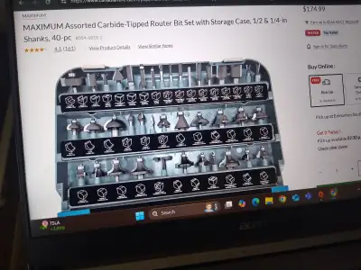 Assorted Carbide-Tipped Router Bit Set with Storage Case $119, View more