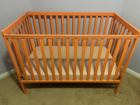 Crib plus matttess, convertible to a bed
