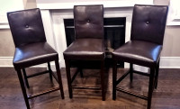 Counter Height Chairs w/ Pleather Cushion Seats/Backs X 3