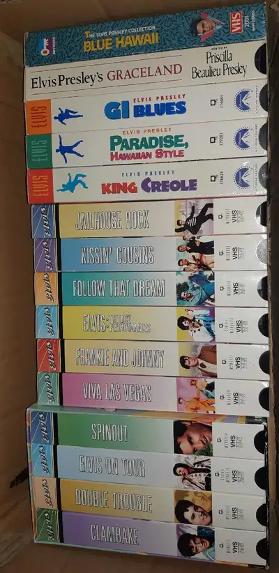 Selling a bundle of 15 Elvis Presley VHS tapes. $65.00 for the lot! Pickup in Sudbury. Delivery or s...