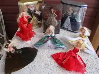 Collection of Vintage Holiday Barbies, Etc