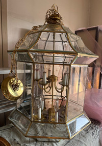 Vintage Glass Brass Traditional 10 Light Dome Lantern StyleFoyer