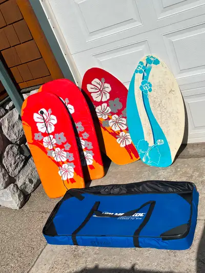 Summer Fun Package 2 Skim Boards 2 Boogie Boards w/ leashes Excellent Shape. Comes with Carrying Cas...
